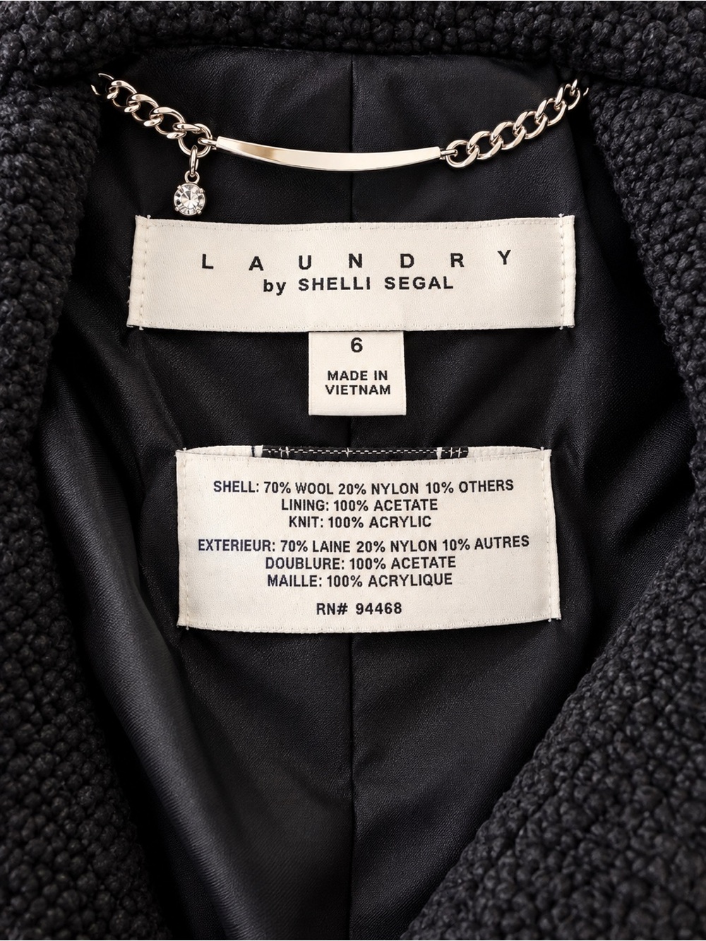 Laundry By Shelli Segal Black Textured Belted Coat - Picture 5 of 5